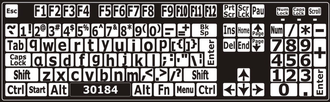 Autocollants lettres minuscules pour clavier Windows anglais tats Unis Noir sur blanc 30184